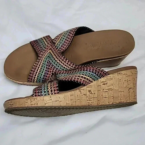 Skechers  Women’s Size‎ 9 US Luxe Foam Cork Wedge Sandals Colorful Strappy - Picture 3 of 6